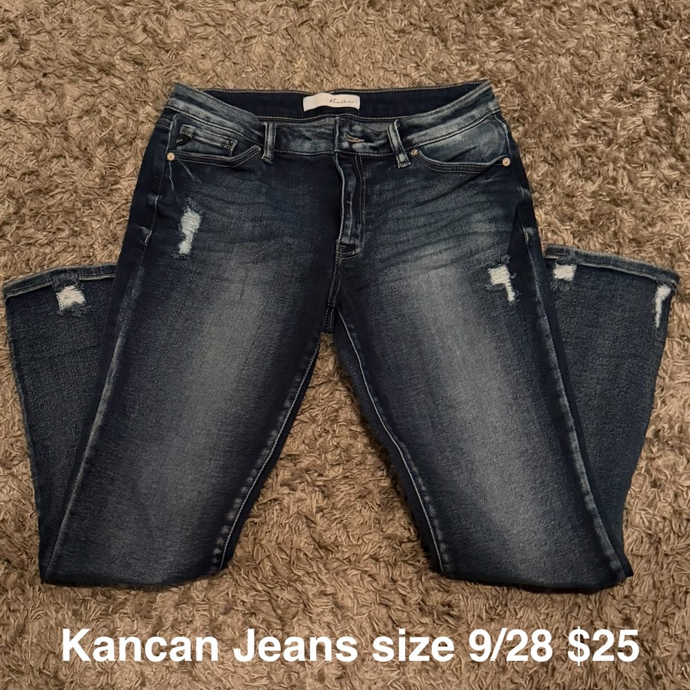 KanCan Women's Distressed Dark Blue Skinny Jeans